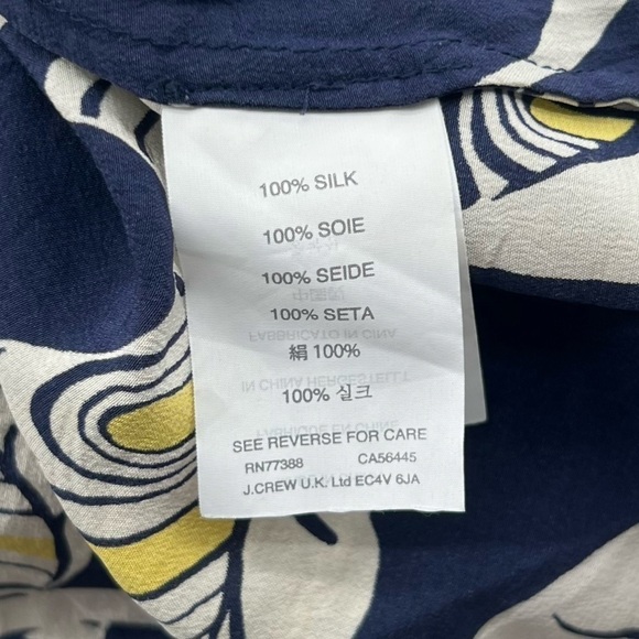 J. Crew Blue Carrie Tropical Leaf Silk Racerback Tank Cami Size 4 Women's - Picture 7 of 7